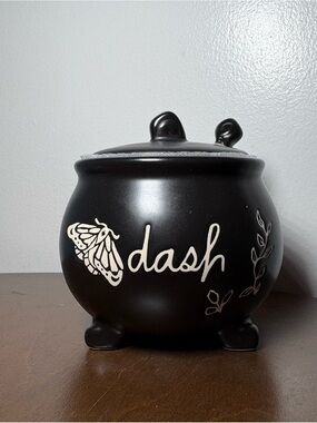 Rae Dunn Black and Cream 'dash' Ceramic Canister